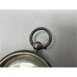 Edwardian silver open face lever fusee pocket watch by Louis Nathan, Leeds, case hallmarked Chester 1906, one other silver pocket watch by American Watch co, Waltham and a silver pocket watch case, hallmarked