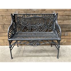 Richard Bawden (1936-2024); - Cat design painted cast iron garden bench