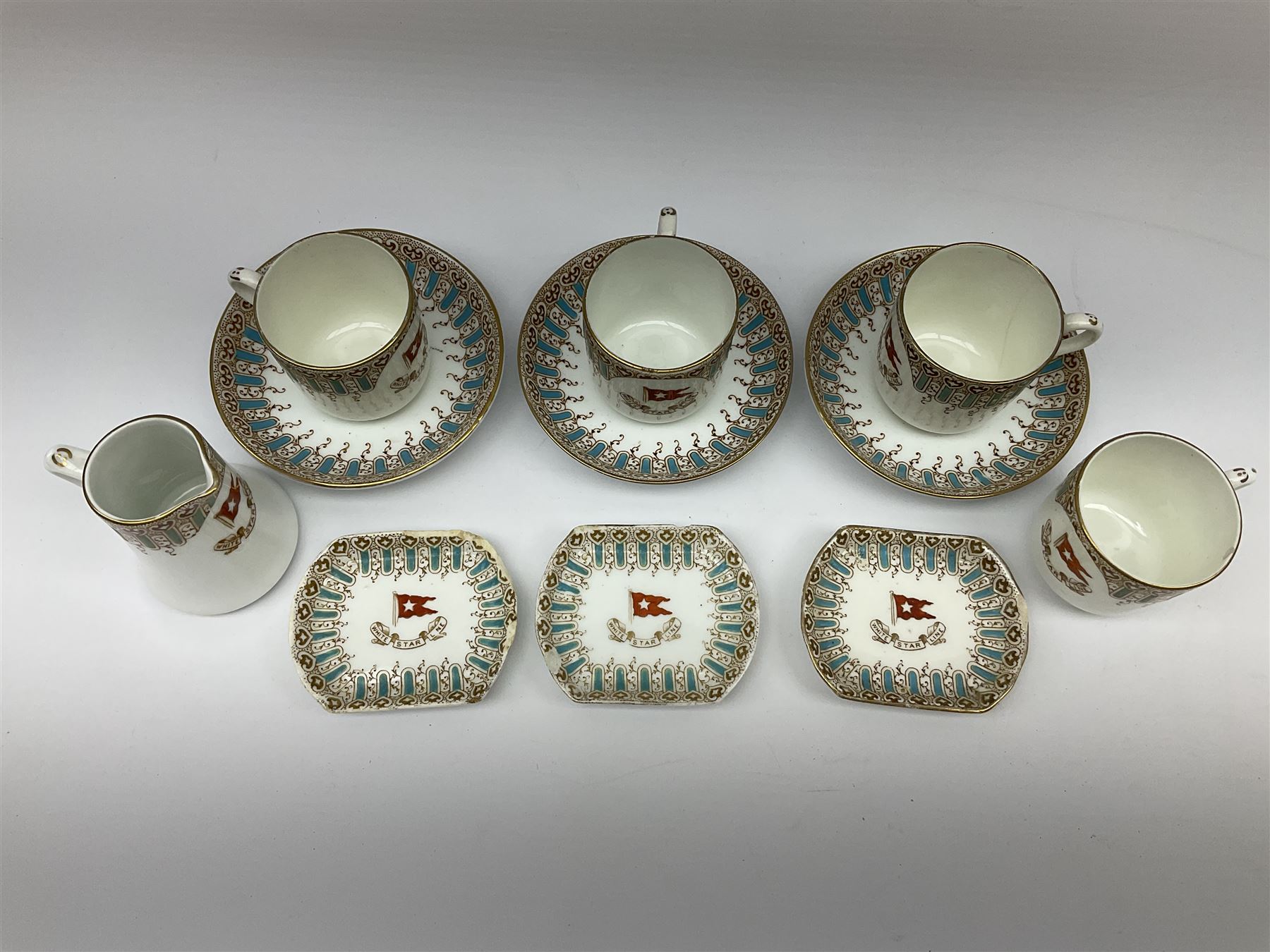 White Star Line, six pieces of porcelain by Stonier & Co. Liverpool