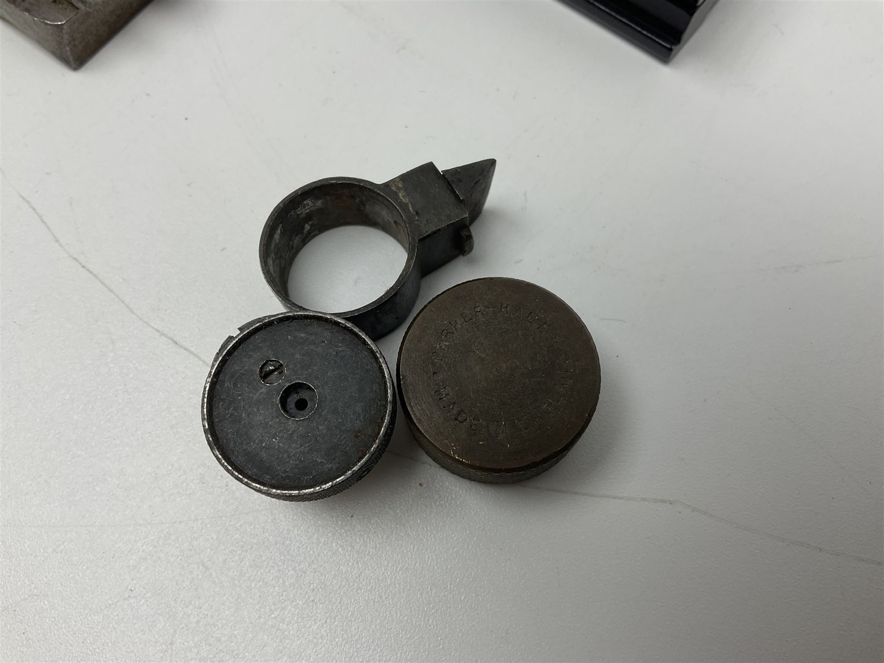 Collection of rear sights and mounts etc including Fraser Edinburgh patent pending no.28330, Martini Henry, part Mauser, .303 No.4 etc