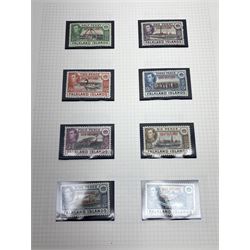 Falkland Islands, King Edward VII and later stamps, including 1904-12 values to one shilling unused, King George V 1912-20 values to five shillings unused etc, housed on pages