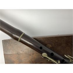 Victorian rosewood and nickel three-section flute by A. Buffet Paris, impressed 'S.R. Chappell 52 New Bond Street London 1851' L62cm; in fitted rosewood box