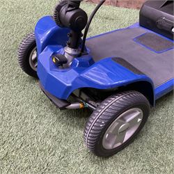 Pride four wheel electric mobility scooter in blue with key and charger - THIS LOT IS TO BE COLLECTED BY APPOINTMENT FROM DUGGLEBY STORAGE, GREAT HILL, EASTFIELD, SCARBOROUGH, YO11 3TX