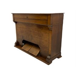 19th century oak cased harmonium, twin pedal pump mechanism