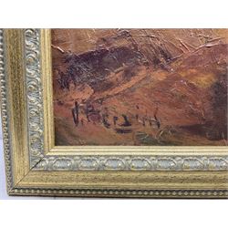 Valter Berzins (Latvian 1925-2009): Harbour scene at Dusk, oil on board signed 57cm x 74cm