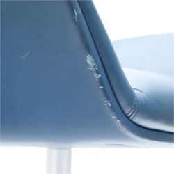 Boss Inc Ltd - 'Kruze' blue leather swivel chair, angular panelled seat and armrests, raised on a four point chrome base