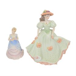 Seventeen Coalport figurines, including eleven bisque Age of Elegance examples and five miniature examples, together with a Royal Doulton figurine HN3608 Good Companion, one boxed 