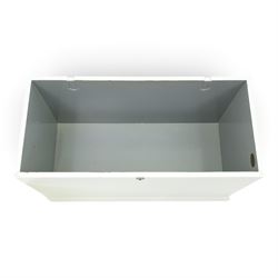 And So To Bed - Victorian style white painted blanked chest with twin brass carrying handles, on plinth base