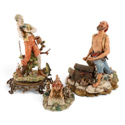 Three Capodimonte figures, comprising Fisherman, The Pirate, and The Boy 