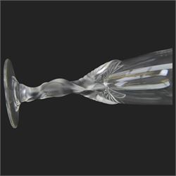 Set of five Carl Faberge Kissing Doves champagne flutes, H21cm