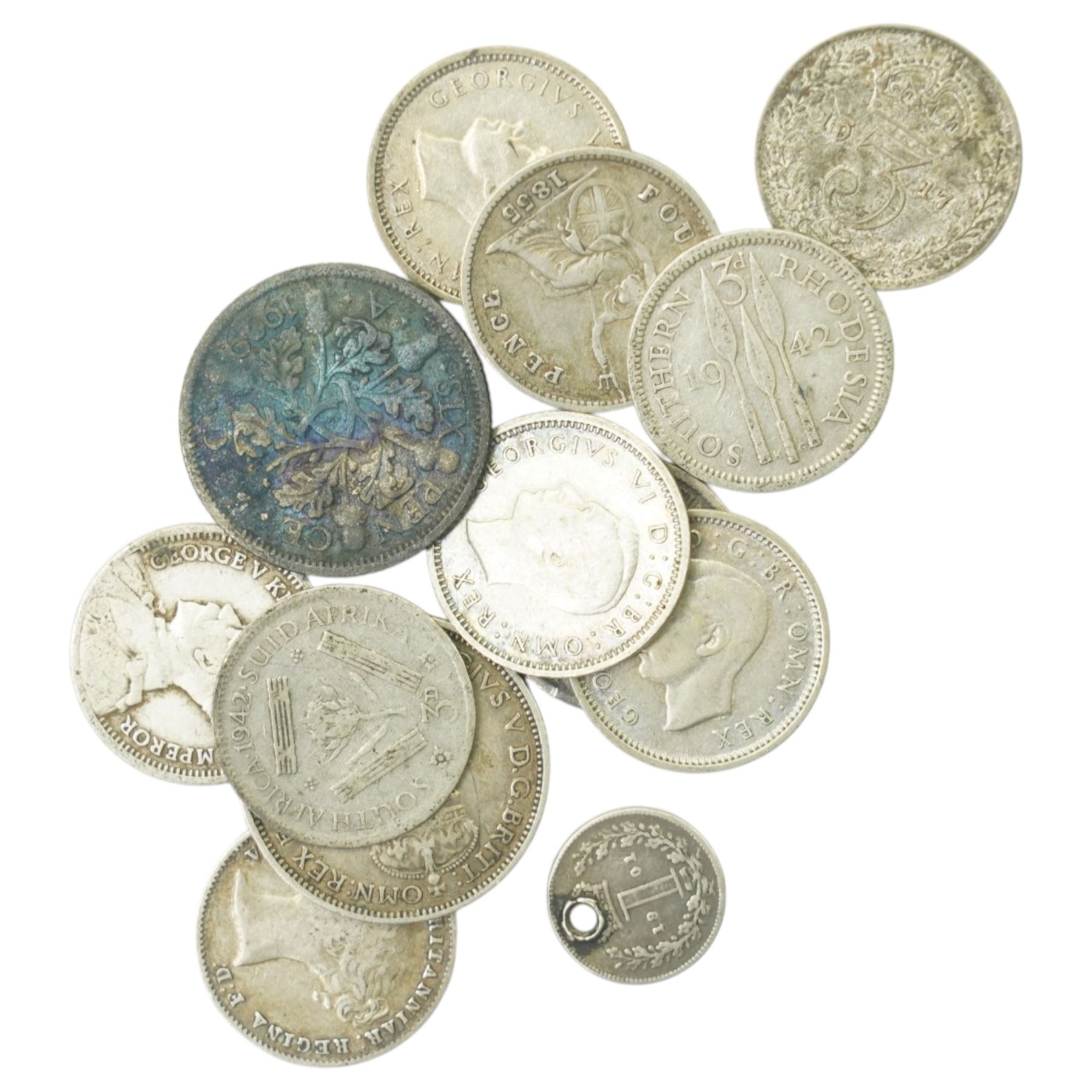 James II gun money shilling, May 1690, George VI threepences hammered coins, Victorian 1837-1897 bronze medallion, Calder Vale Agricultural Society bronze medallion awarded to Christopher Rawson for Best Five Years Old Roadster Gelding 1841 and other items 