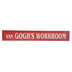 Large metal illuminated sign, 'Van Gogh's Workroom', L133cm, H20cm