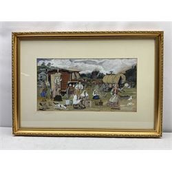 A R Price (British 19th/20th century): The Travellers, watercolour signed and dated 1902, 29cm x 56cm