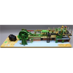  Electrically operated wood & metal Kit built model of a horizontal engine, L85cm   