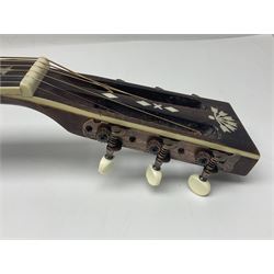 Indonesian crafted re-issue of an early Washburn Parlour guitar, model P314KK, bearing 125 years celebration label dated 2008; serial no.01120400171; L95cm; in Washburn case