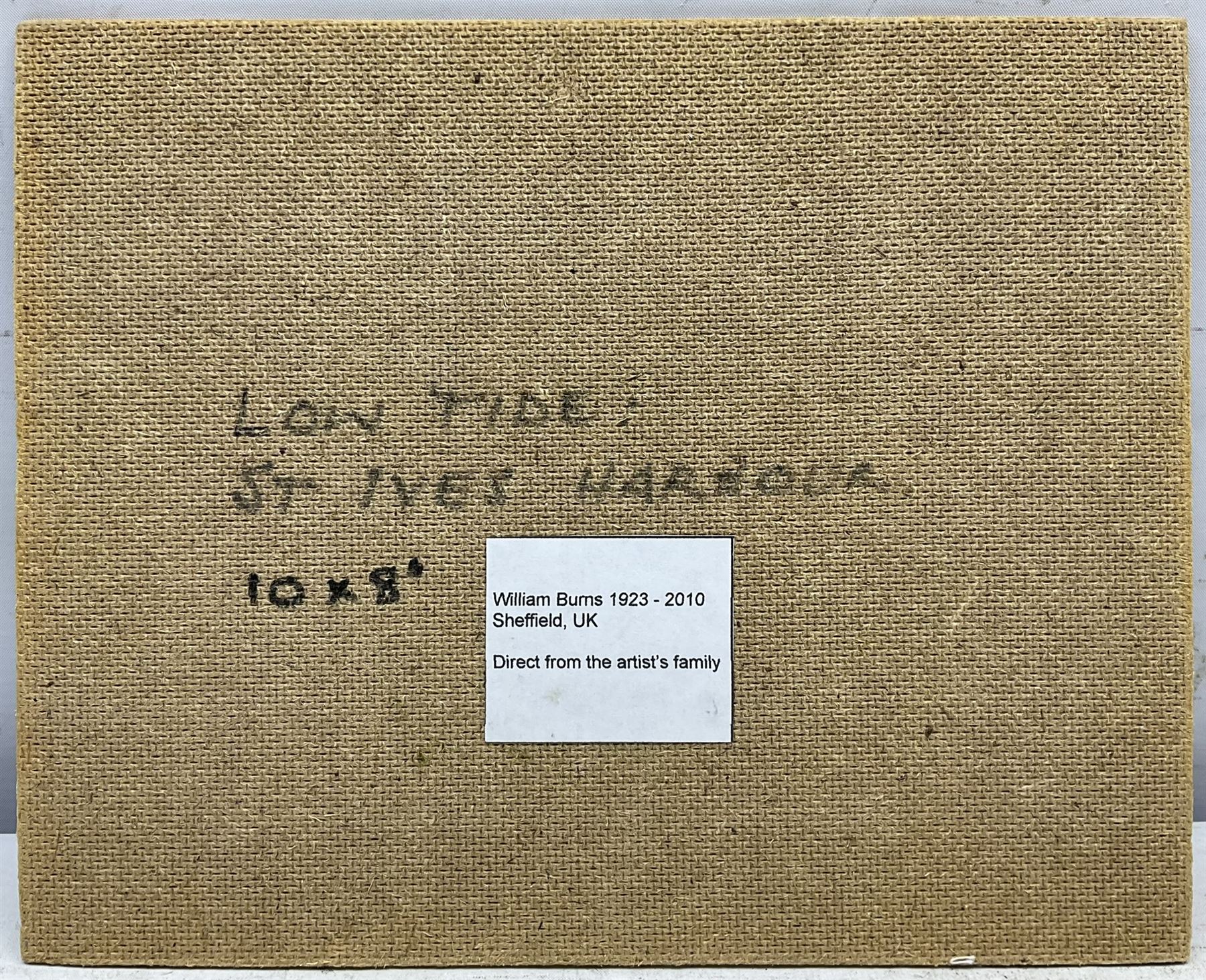 William Burns (British 1923-2010): 'Low Tide - St Ives Harbour', oil on board unsigned, titled verso 20cm x 25cm (unframed) 
Provenance: direct from the artist's family