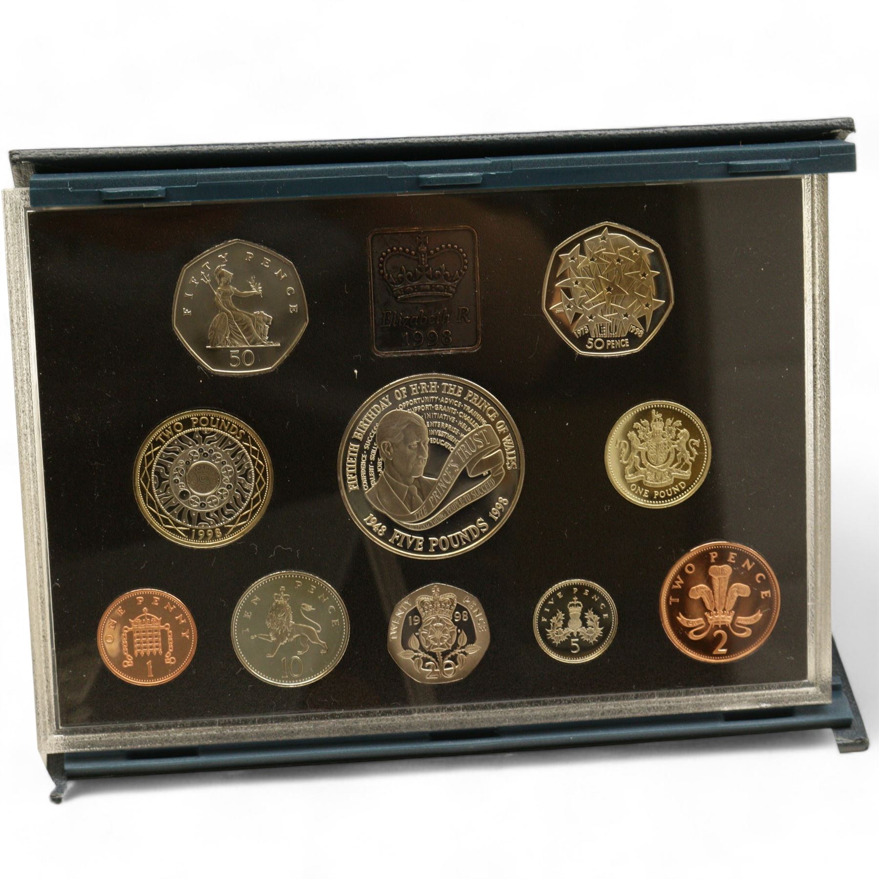 Great British and World coins, including six The Royal Mint United Kingdom proof coin collections, dated 1984, 1986, 1992, 1994, 1997, 1998 cased with certificates, 1990 '90th Birthday' silver proof crown, various pre 1947 silver coins, other pre-decimal coinage, Bhutan 1979 silver proof three ngultrum, Maria Theresa restrike silver thaler, two United States of America 1964 Kennedy half dollars etc and various banknotes with The Royal Bank of Scotland one pound 3rd January 1967, United States of America one dollar note series 1963 A etc