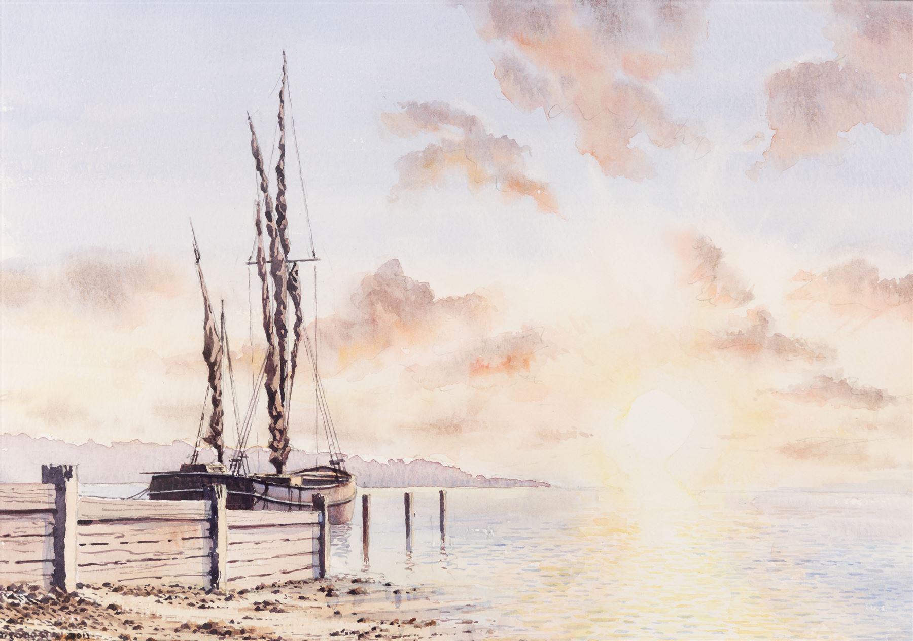 John Edwin Wigston (British 1939-): 'No 18 Dawn' 'No 19 Sunday Morning' 'No 20 Moonlight' and 'No 21 Storm', set of four watercolours signed and dated 2013, titled on label verso all 24cm x 35cm (4)