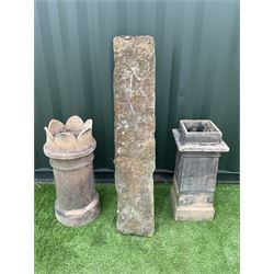 Stone lintel, and two terracotta chimney pots - THIS LOT IS TO BE COLLECTED BY APPOINTMENT FROM DUGGLEBY STORAGE, GREAT HILL, EASTFIELD, SCARBOROUGH, YO11 3TX