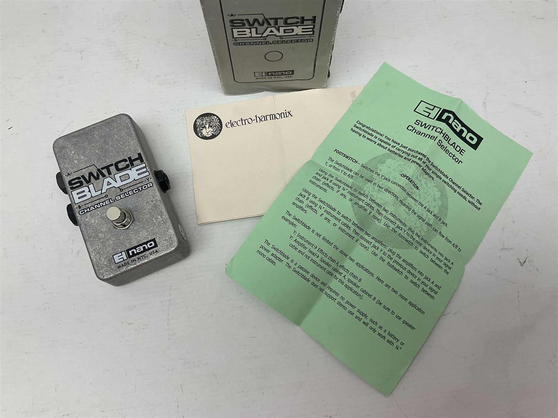 Electro Harmonix Nano Holy Grail guitar pedal and an Electro Harmonix Switch Blade channel selector