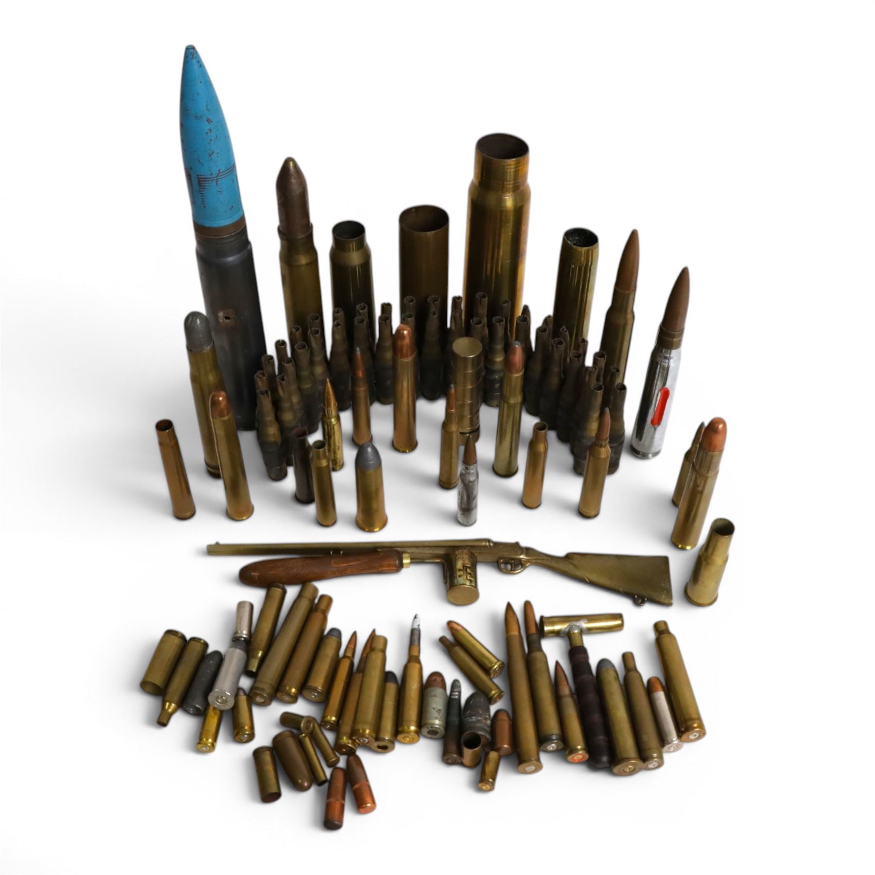 Collection of inert shells and cases, including 20mm BBC 1941,  27-145-DM1001 etc