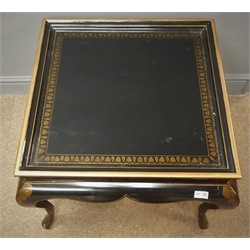  Chinoiserie style square coffee table, shaped apron, cabriole legs, W66cm, H50cm, D66cm  