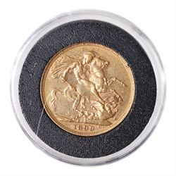 Queen Victoria 1899 gold full sovereign coin, encapsulated