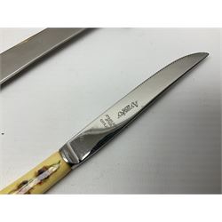 Aynsley Orchard Gold five coffee cans and saucers, mantel clock, plate etc 