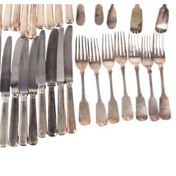Collection of silver plated cutlery including, ladles, table knives, forks and spoons