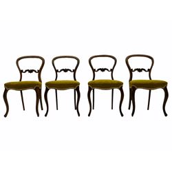 Set of four Victorian rosewood chairs, serpentine seats with horsehair stuffing
