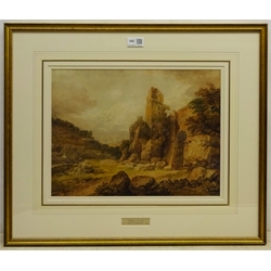 Francis Nicholson (British 1753-1844): 'Roslin Castle' near Edinburgh, watercolour unsigned 29.5cm x 39.5cm
Provenance: private collection; exh. The National Trust Killerton House Exeter 2015 'Francis Nicholson the Killerton Drawing Master'; inscribed verso 'From the Collection of Randall Davies'. Davies edited the annual volume of the Old Watercolour Society's Club, in 1931 he published an invaluable account of Nicholson's life based upon surviving letters and correspondence owned by members of the family