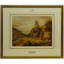 Francis Nicholson (British 1753-1844): 'Roslin Castle' near Edinburgh, watercolour unsigned 29.5cm x 39.5cm
Provenance: private collection; exh. The National Trust Killerton House Exeter 2015 'Francis Nicholson the Killerton Drawing Master'; inscribed verso 'From the Collection of Randall Davies'. Davies edited the annual volume of the Old Watercolour Society's Club, in 1931 he published an invaluable account of Nicholson's life based upon surviving letters and correspondence owned by members of the family