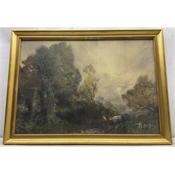 Stephen Frank Wasley (British 1848-1934): Herding Cattle, watercolour heightened in white signed 74cm x 52cm