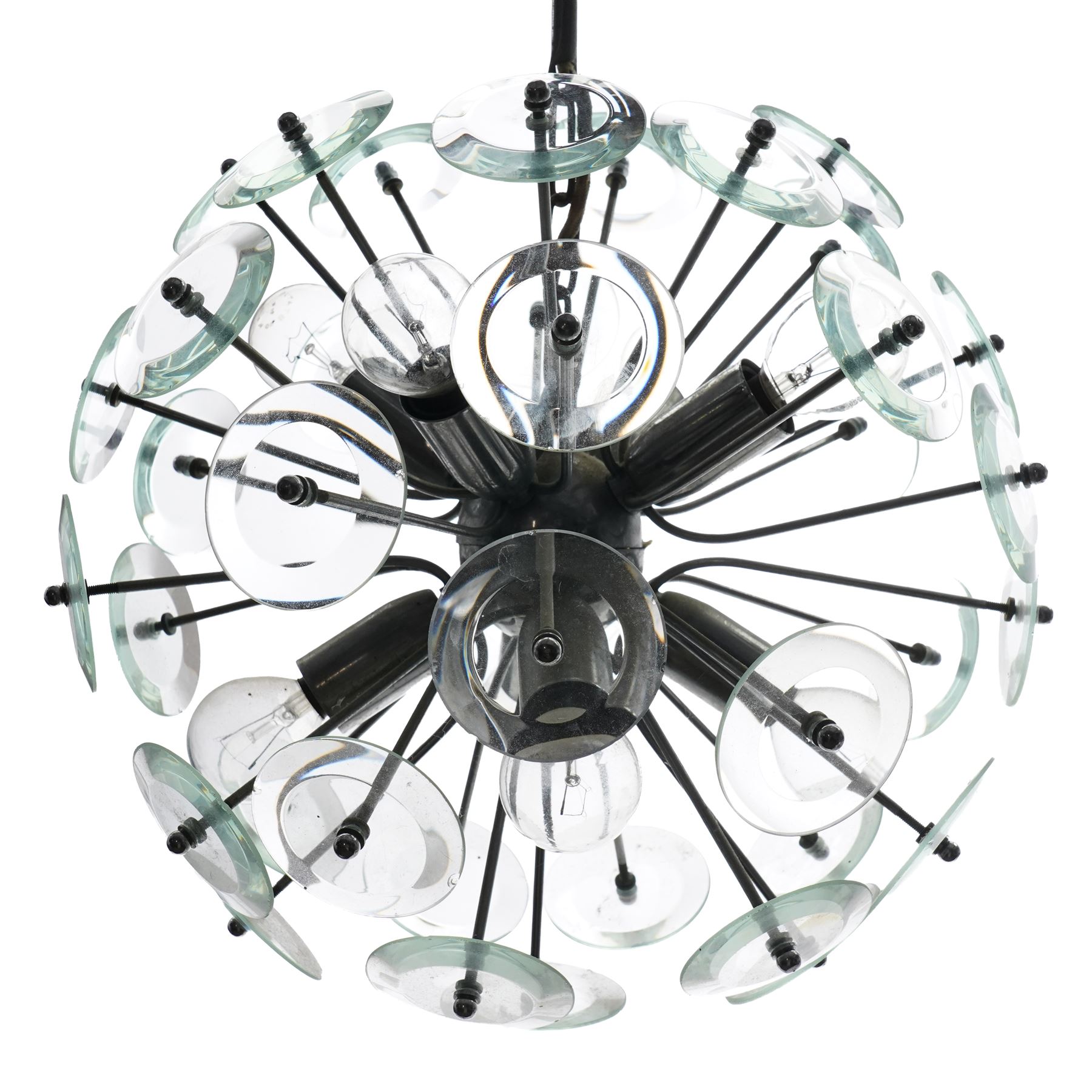 Sputnik chandelier, with glass disc decoration, drop 45cm 