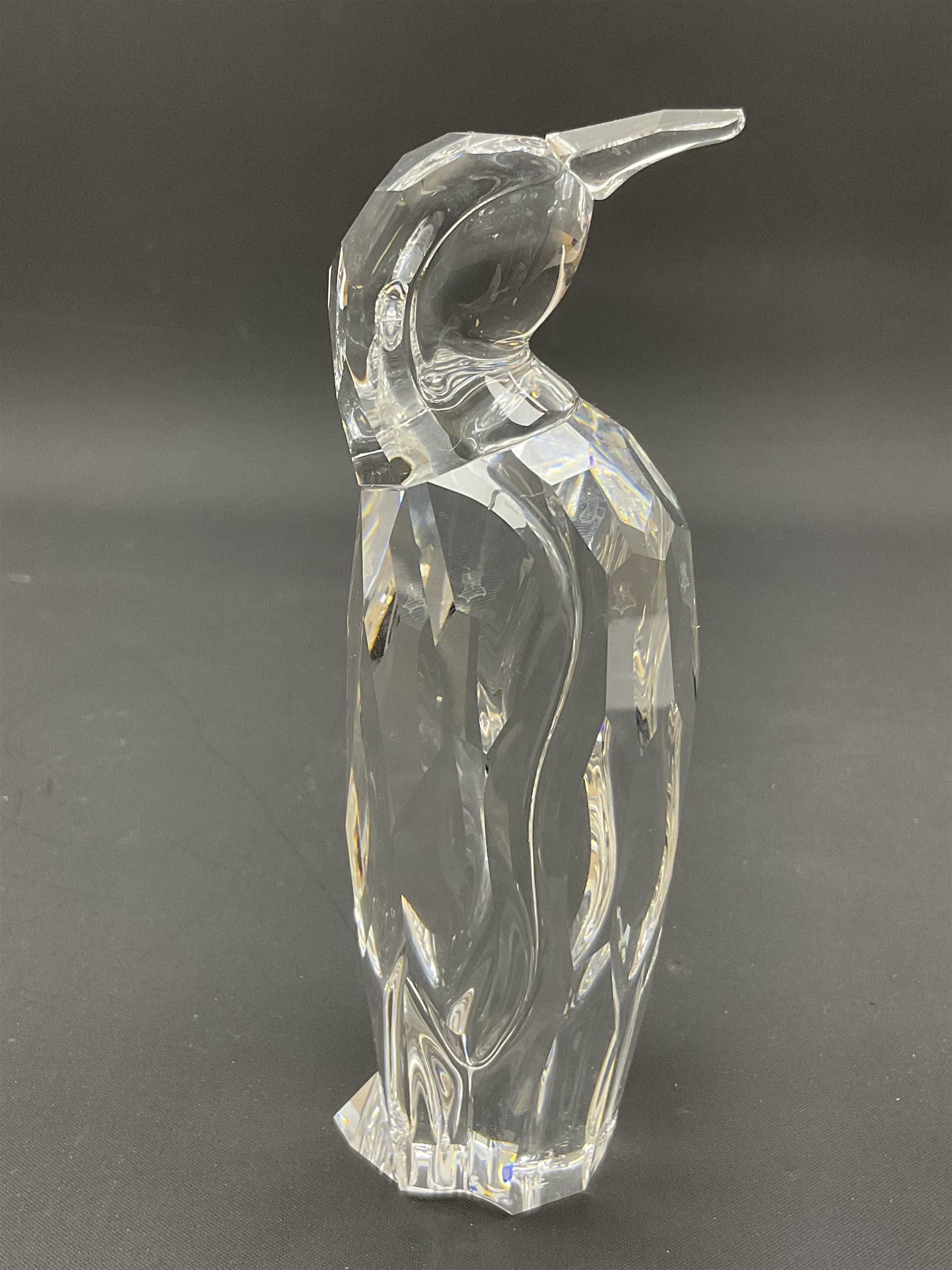 Swarovski Crystal penguin family group, comprising pair of adults and chick, tallest H13cm