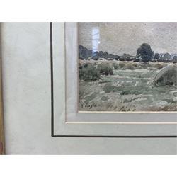 Herbert F Royle (British 1870-1958): View Across the Hayricks, watercolour signed 22cm x 32cm 