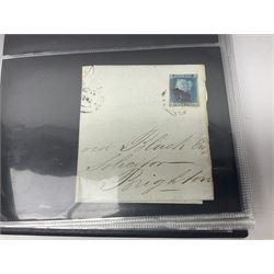 Postal history, including imperf penny reds on covers or entires, mourning cover, Cape of Good Hope overprinted postal stationary, pre-stamp items etc, housed in a ring binder folder