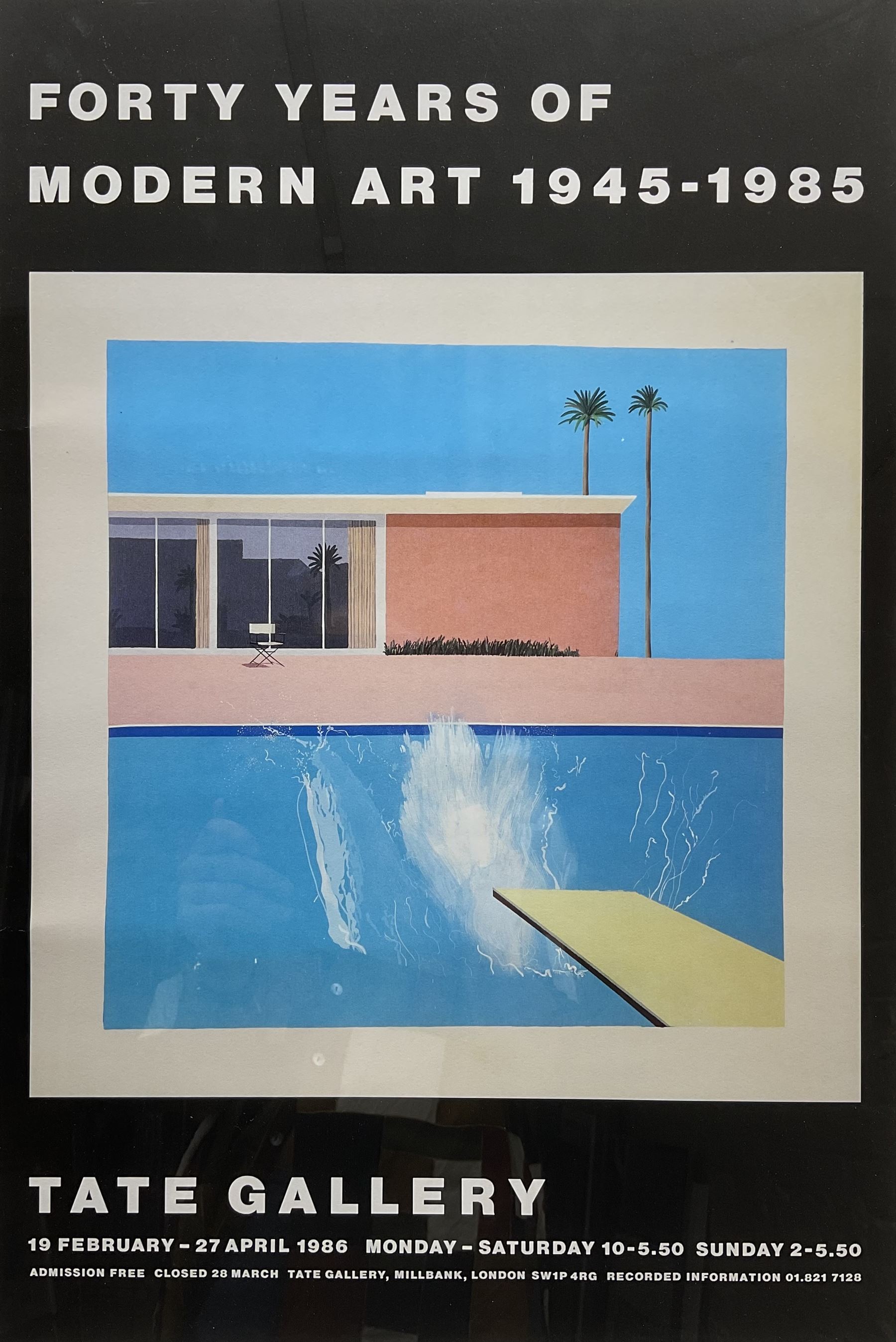 After David Hockney (British 1937-): 'Forty Years of Modern Art 1945-1985' - Tate Gallery Exhibition Poster, colour print 55cm x 37cm