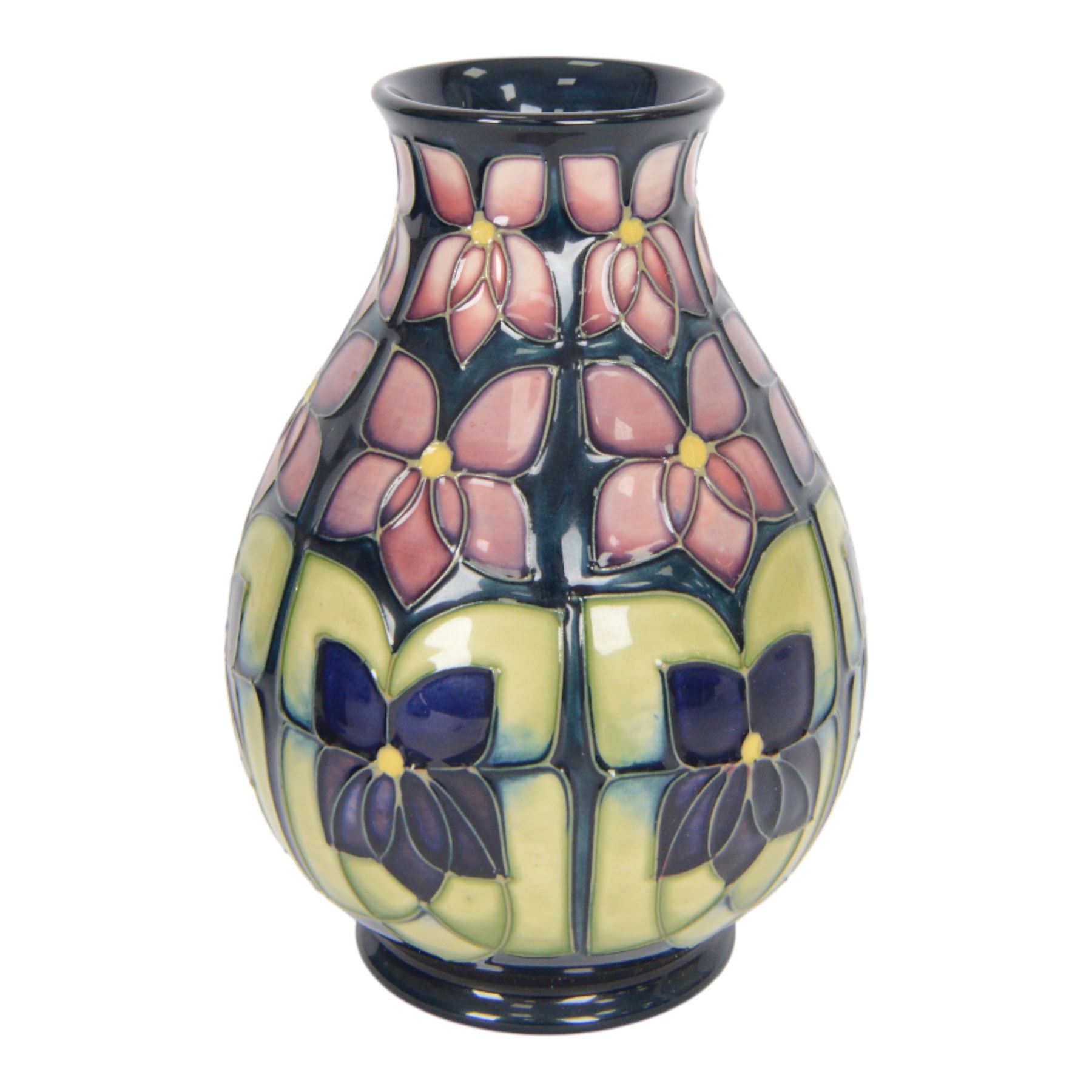 Moorcroft vase Violets pattern, of baluster form, with original box H20cm