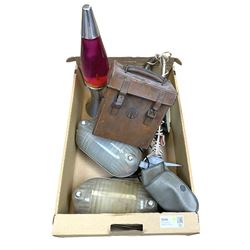 Cased Bakelite Avo Meter Model 7 Universal, together with a Kodak Brownie 127 camera, vintage Lava lamp, and other lighting, in one box  