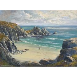 Richard Blowey (British 1947-): View Over a Cove, oil on canvas signed 29cm x 39cm