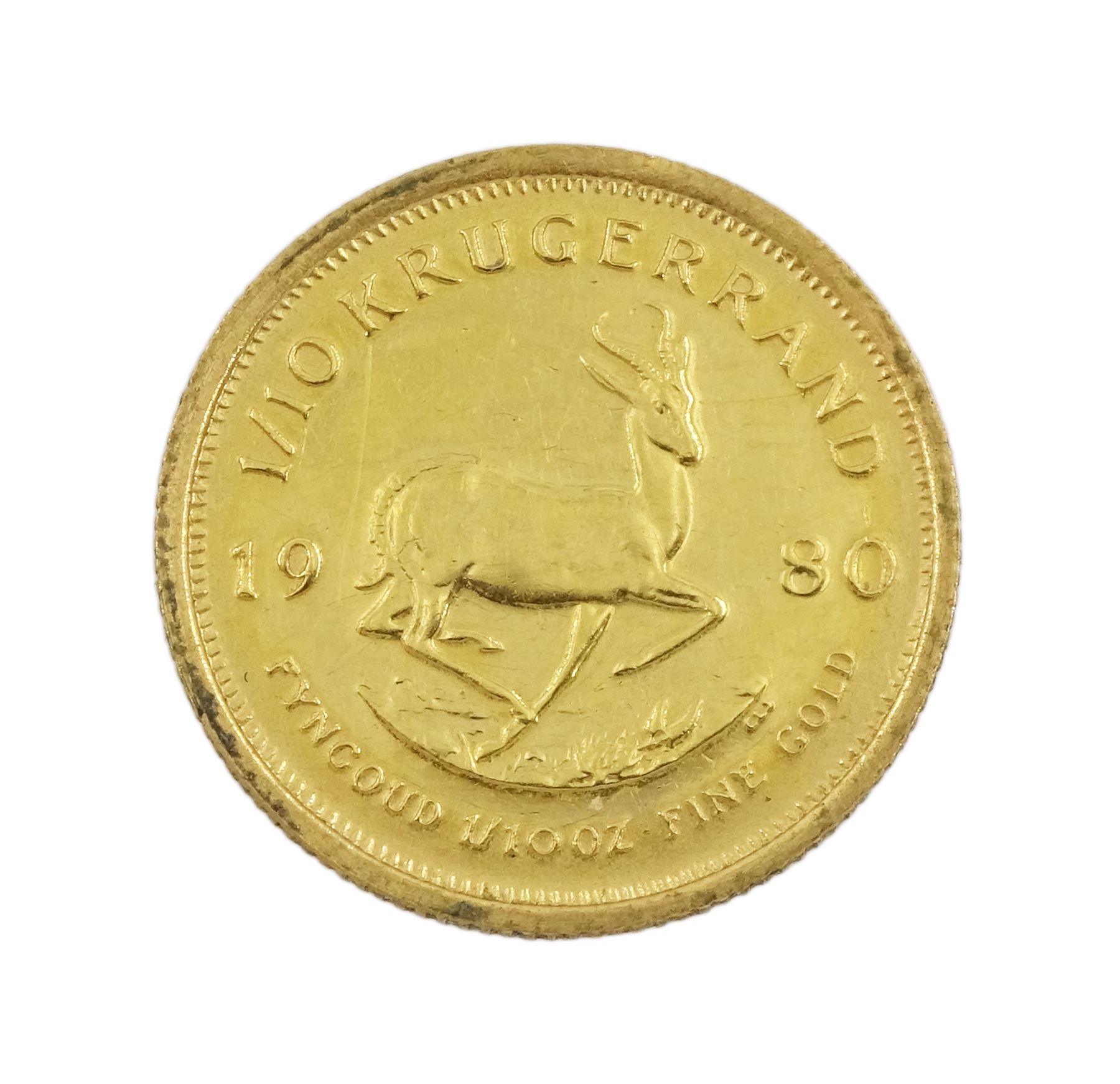 South Africa 1980 one tenth of an ounce fine gold Krugerrand coin