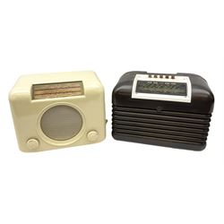 1950s Bush Type DAC 90A valve radio in cream Bakelite case, H23cm W29cm D19cm, together with Bush Type DAC 10 radio in brown Bakelite case