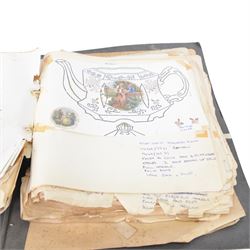 Wood & Sons Ltd Burslem pattern book, late 20th century, designs in colour and black and white, all mounted onto square leaves, leaves annotated with decorating notes, some cancellations noted boldly over the design, collected as one in a ring binder, factory labels to upper-cover, folio 44.5 x 36cm