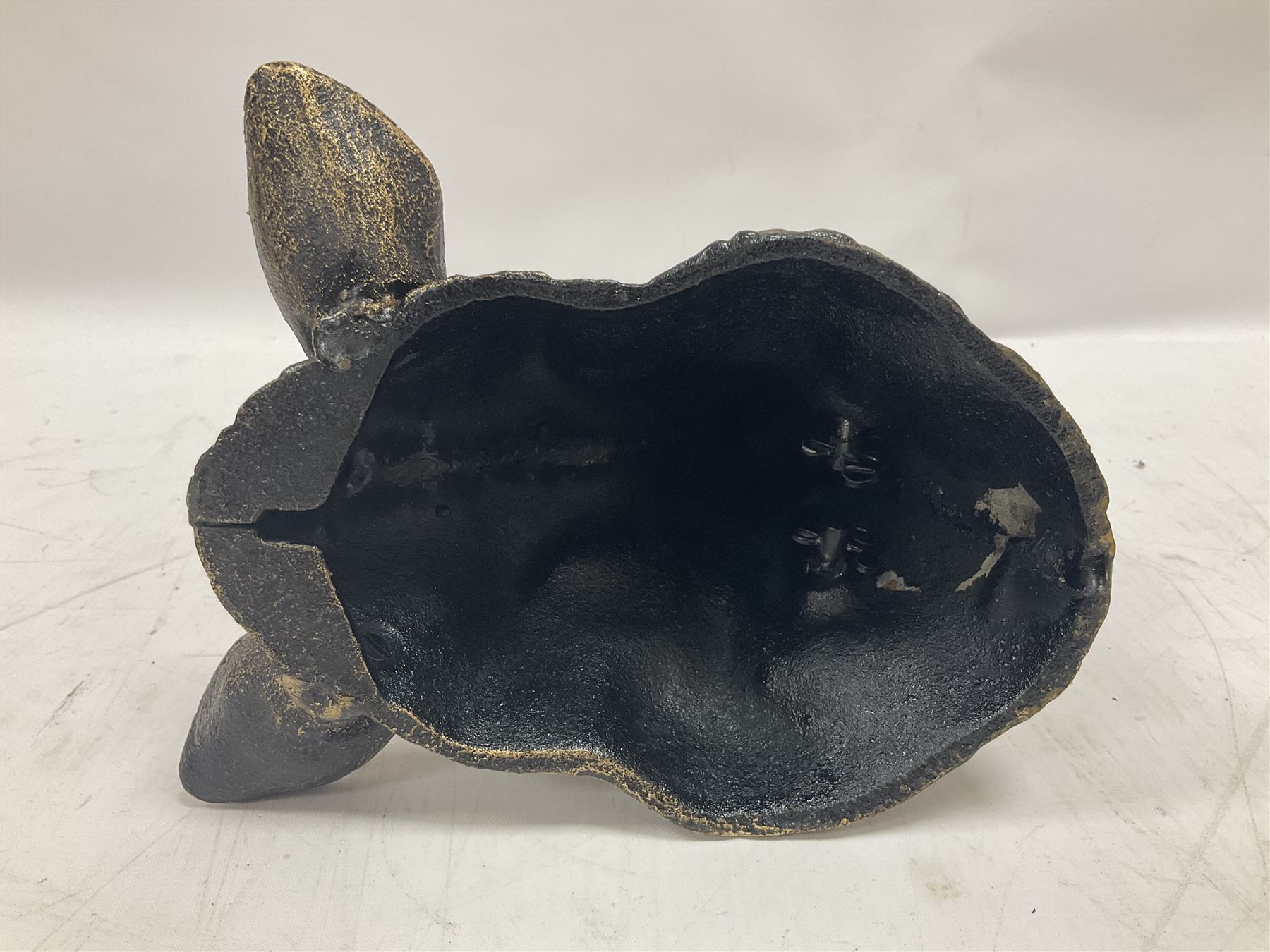 Bronzed effect painted cast iron wall hanging Boar head with metal ring, H24CM