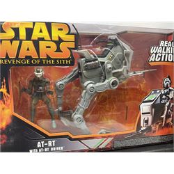 Star Wars - Revenge of the Sith - ARC-170 Fighter; Anakin's Jedi Starfighter, Droid Tri-Fighter, Wookiee Flyer with Wookiee Warrior; and AT-RT with AT-RT Driver; all boxed with factory sealing (5)