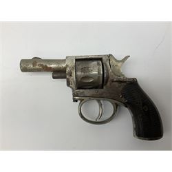 Fritum Bulldog style .22 blank rim-fire top venting ten-shot revolver with side safety L17cm overall; and unfinished scratch-built pin-fire six-shot pepperbox revolver with folding trigger (2)