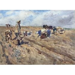 Frederic William Jackson (Staithes Group 1859-1918): Picking Potatoes, watercolour signed 24cm x33cm