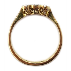  Three stone diamond illusion set 18ct gold ring, stamped 18ctplat  