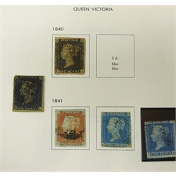  Collection of Great British stamps in 'Dieu Et Mon Droit' album including Queen Victoria 1d black, imperf 1d reds, Queen Victoria to Queen Elizabeth II stamps, some higher values seen  